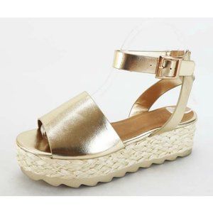 Bamboo Espadrille Flatform Sandals GOLD 5.5 NWT